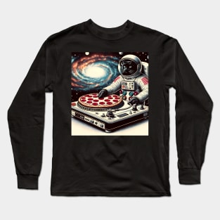 Dj Pizza Cat in Space Long Sleeve T-Shirt